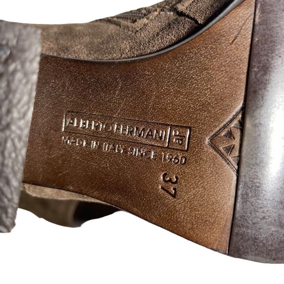 Alberto Fermani Ankle Boots Suede Brown Block Heels Women Size 6.5 EU 37 Italian - Picture 10 of 11